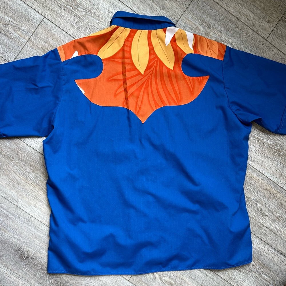 Wilkie Brand Western Hawaiian Shirt Blue Malibu 1 XL - Picture 6 of 6